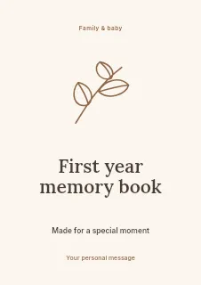 First year memory book flyer template · Illustrated folio