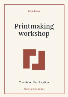 Printmaking workshop flyer template · Framed editorial