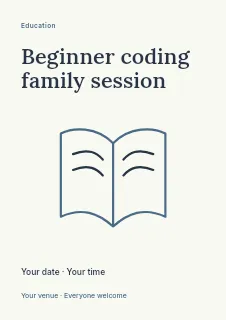 Beginner coding family session flyer template · Fine-line cover