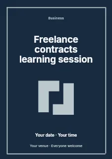 Freelance contracts learning session flyer template · Framed editorial