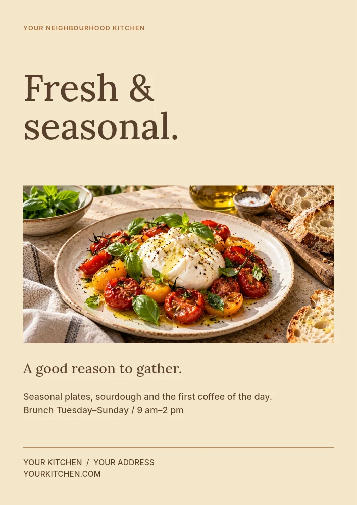 Fresh and seasonal flyer template · Brunch flyer