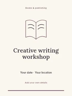 Creative writing workshop greeting card template · Botanical invitation