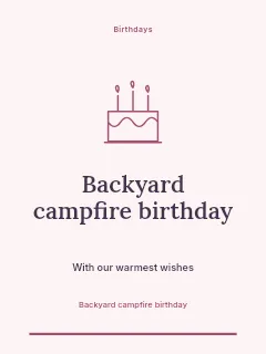 Backyard campfire birthday greeting card template · Botanical invitation