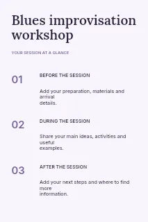 Blues improvisation workshop infographic template · Structured infographics