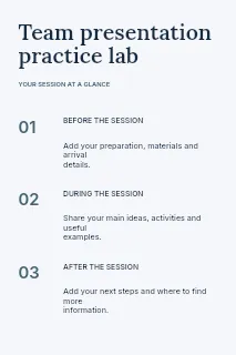 Team presentation practice lab infographic template · Structured infographics