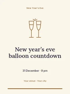 New Year’s Eve balloon countdown invitation template · Botanical invitation