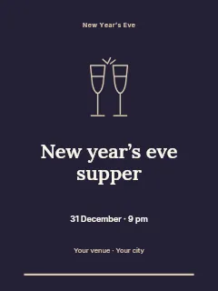 New Year’s Eve supper invitation template · Botanical invitation