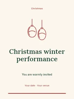 Christmas winter performance invitation template · Botanical invitation