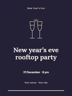 New Year’s Eve rooftop party invitation template · Botanical invitation