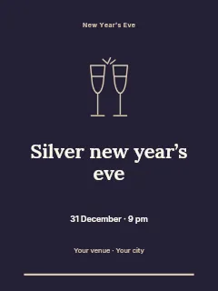 Silver New Year’s Eve invitation template · Botanical invitation
