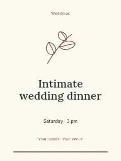 Intimate wedding dinner invitation template · Botanical invitation