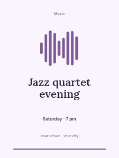 Jazz quartet evening invitation template · Botanical invitation