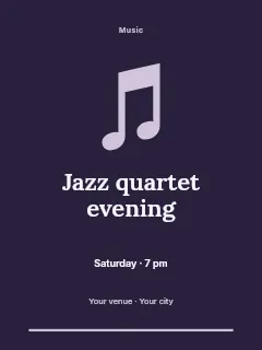 Jazz quartet evening invitation template · Botanical invitation