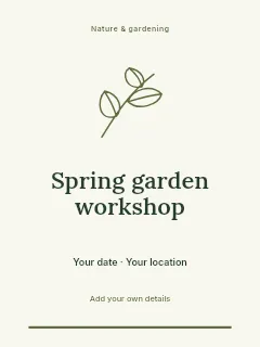Spring garden workshop invitation template · Botanical invitation