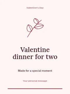 Valentine dinner for two invitation template · Botanical invitation