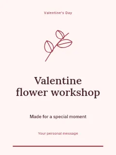 Valentine flower workshop invitation template · Botanical invitation