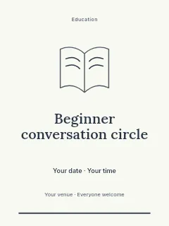 Beginner conversation circle invitation template · Botanical invitation