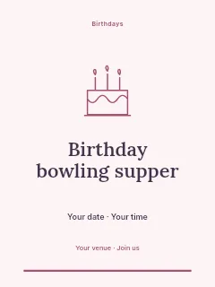 Birthday bowling supper invitation template · Botanical invitation