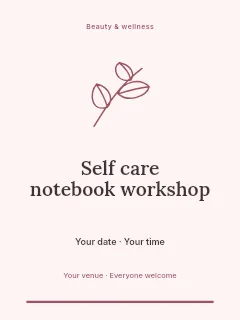 Self care notebook workshop invitation template · Botanical invitation