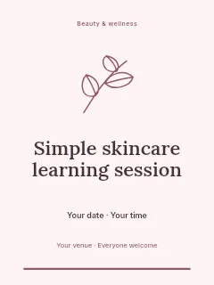 Simple skincare learning session invitation template · Botanical invitation