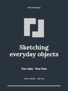 Sketching everyday objects invitation template · Botanical invitation