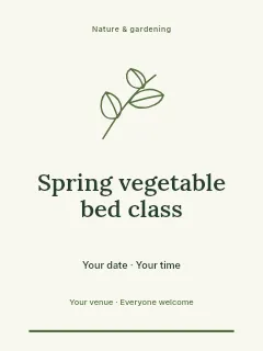 Spring vegetable bed class invitation template · Botanical invitation