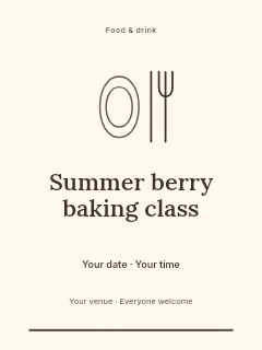 Summer berry baking class invitation template · Botanical invitation