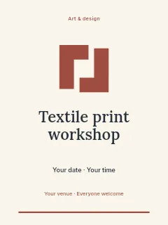 Textile print workshop invitation template · Botanical invitation