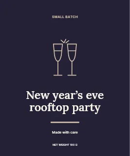 New Year’s Eve rooftop party label template · Artisan label