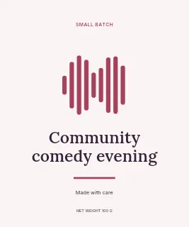 Community comedy evening label template · Artisan label