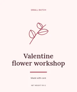 Valentine flower workshop label template · Artisan label
