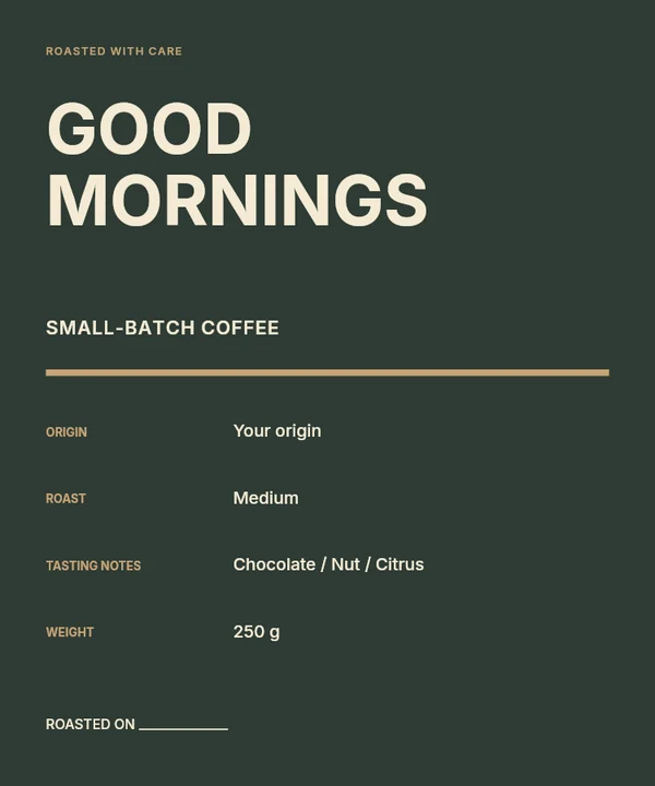 Small-batch coffee bag label template