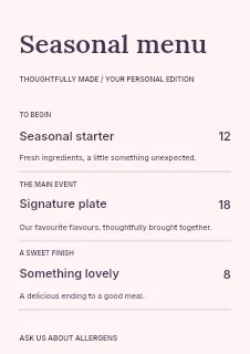 Birthday game night menu template · Structured menus