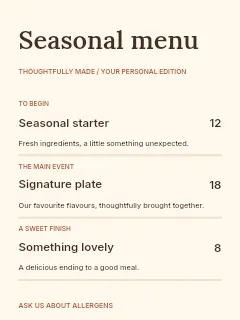 Food restaurant menu template · Structured menus