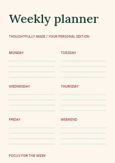 Christmas winter performance planner template · Structured planners