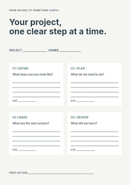 Four-phase project roadmap planner template