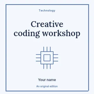 Creative coding workshop podcast cover template · Framed editorial