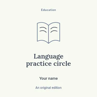 Language practice circle podcast cover template · Illustrated folio