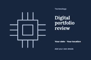 Digital portfolio review postcard template · Horizontal photo dialogue