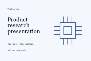 Product research presentation postcard template · Horizontal photo dialogue