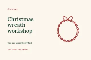 Christmas wreath workshop postcard template · Horizontal photo dialogue