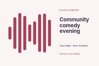 Community comedy evening postcard template · Horizontal photo dialogue