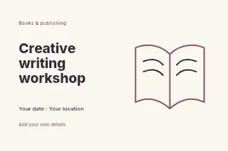 Creative writing workshop postcard template · Horizontal photo dialogue