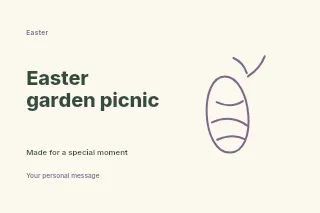 Easter garden picnic postcard template · Horizontal photo dialogue