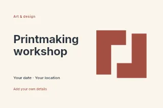 Printmaking workshop postcard template · Horizontal photo dialogue
