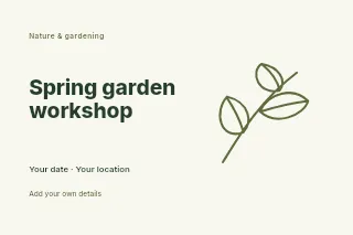 Spring garden workshop postcard template · Horizontal photo dialogue