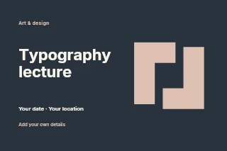 Typography lecture postcard template · Horizontal photo dialogue