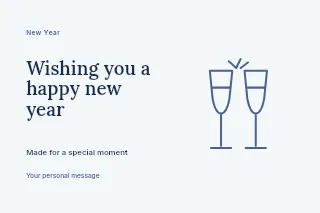 New Year first light personal message postcard template · Horizontal photo dialogue