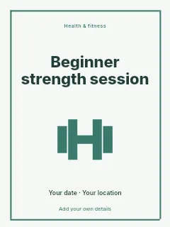 Beginner strength session poster template · Framed editorial