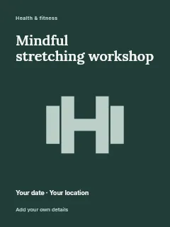 Mindful stretching workshop poster template · Fine-line cover